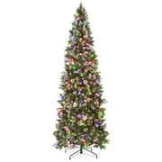 Best Choice Products 4.5ft Pre-Lit Partially Flocked Pencil Christmas Tree w/ 150 2-in-1 Multicolor LED Lights
